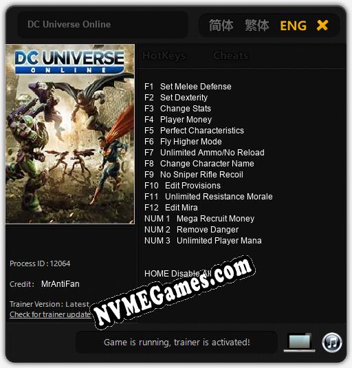 Treinador liberado para DC Universe Online [v1.0.2]