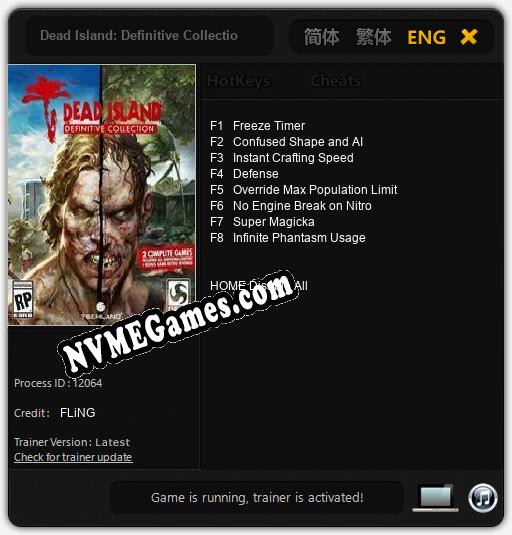 Treinador liberado para Dead Island: Definitive Collection [v1.0.9]