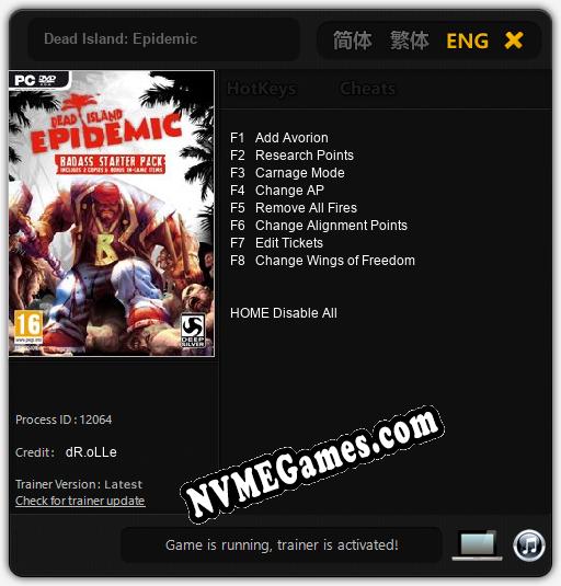 Dead Island: Epidemic: Trainer +8 [v1.3]