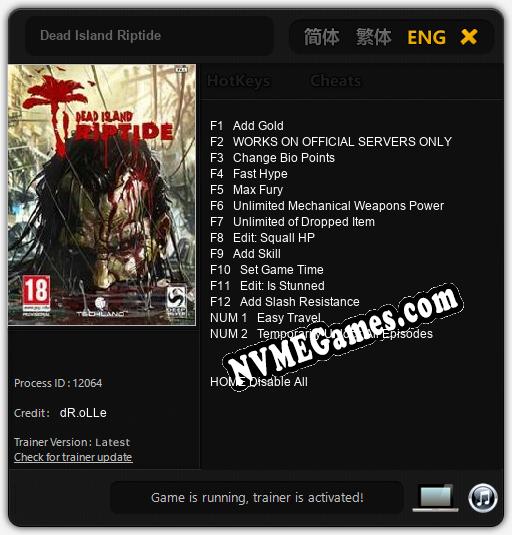 Dead Island Riptide: Cheats, Trainer +14 [dR.oLLe]