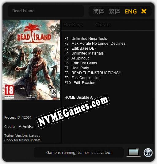 Dead Island: Cheats, Trainer +10 [MrAntiFan]