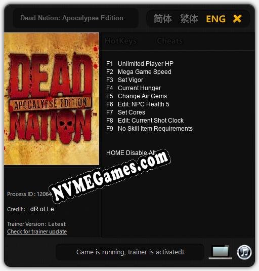 Dead Nation: Apocalypse Edition: Trainer +9 [v1.7]