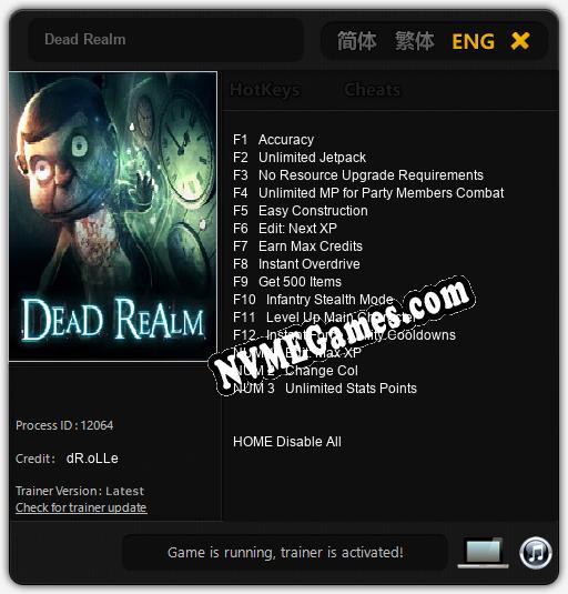 Dead Realm: Cheats, Trainer +15 [dR.oLLe]