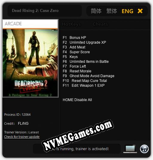 Dead Rising 2: Case Zero: Treinador (V1.0.10)