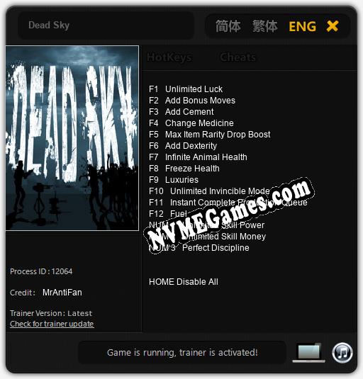 Dead Sky: Cheats, Trainer +15 [MrAntiFan]