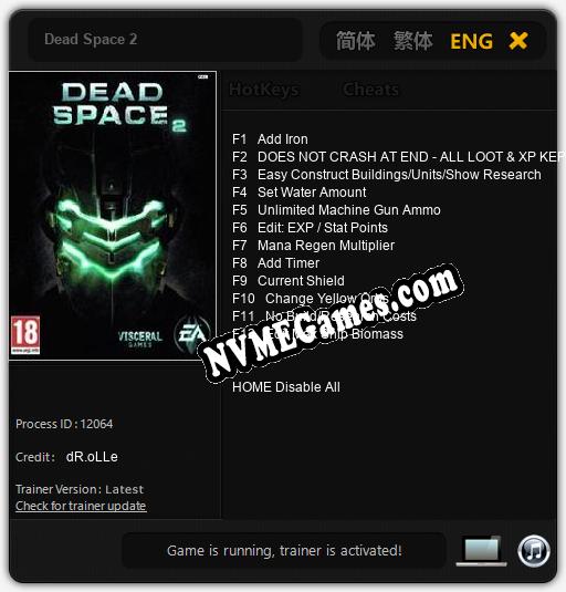 Dead Space 2: Trainer +12 [v1.3]