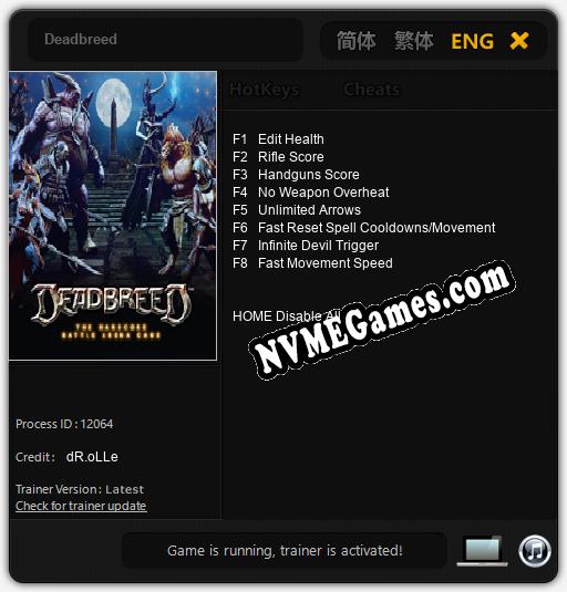 Deadbreed: Cheats, Trainer +8 [dR.oLLe]