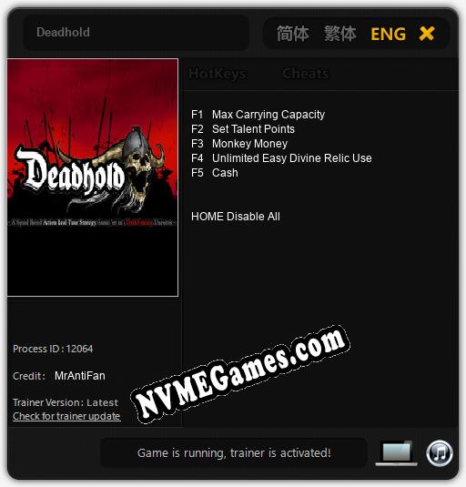 Treinador liberado para Deadhold [v1.0.3]