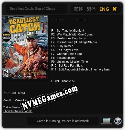 Treinador liberado para Deadliest Catch: Sea of Chaos [v1.0.6]