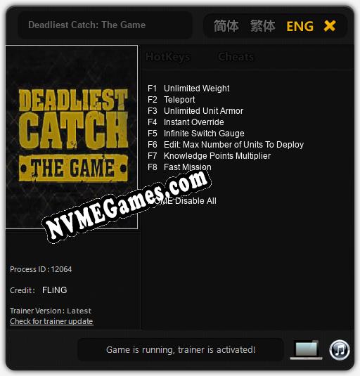 Deadliest Catch: The Game: Treinador (V1.0.3)