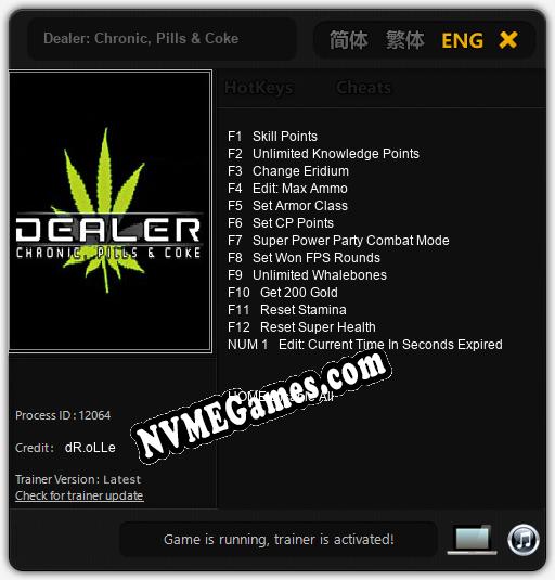 Dealer: Chronic, Pills & Coke: Treinador (V1.0.7)