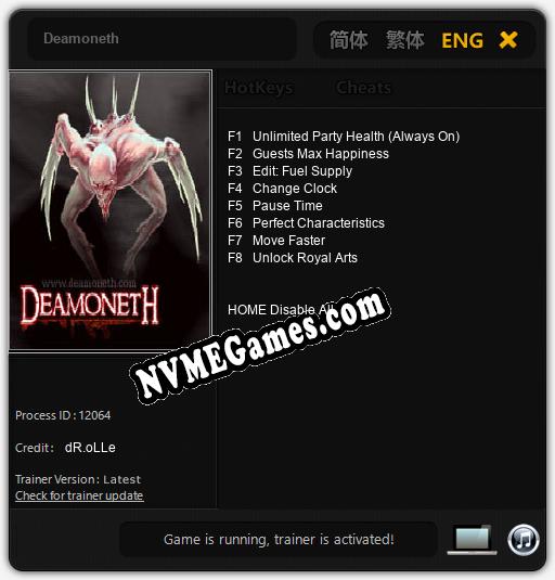 Deamoneth: Cheats, Trainer +8 [dR.oLLe]