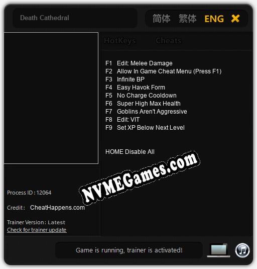 Death Cathedral: Cheats, Trainer +9 [CheatHappens.com]