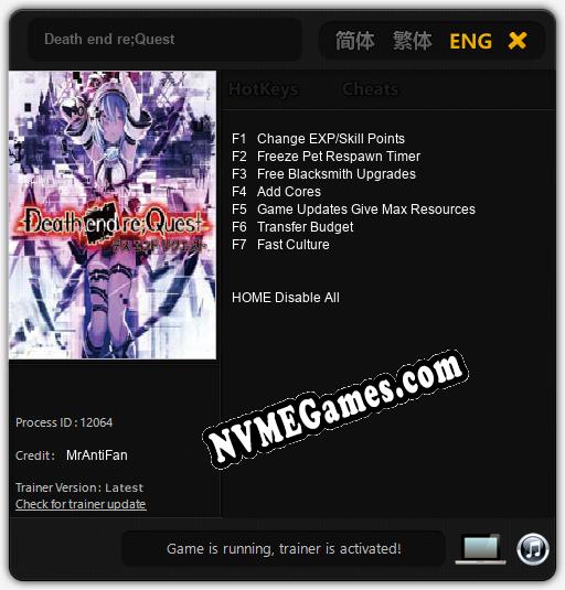 Death end re;Quest: Trainer +7 [v1.3]