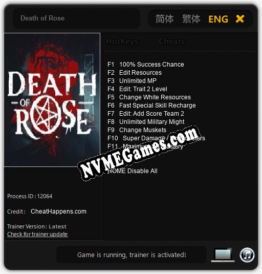 Death of Rose: Trainer +11 [v1.1]