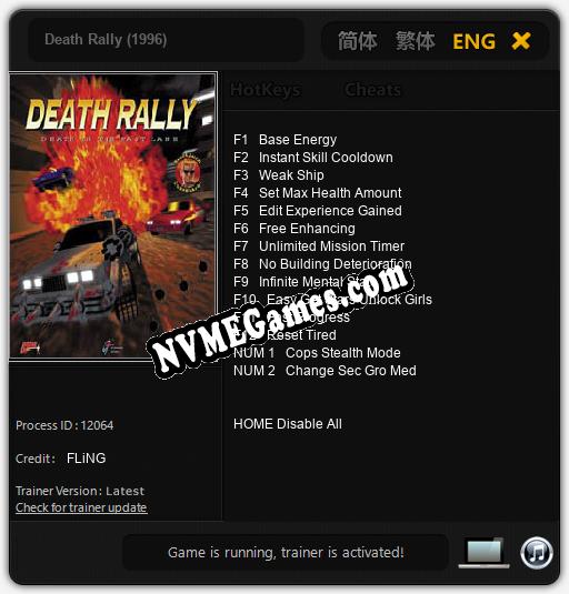 Treinador liberado para Death Rally (1996) [v1.0.2]