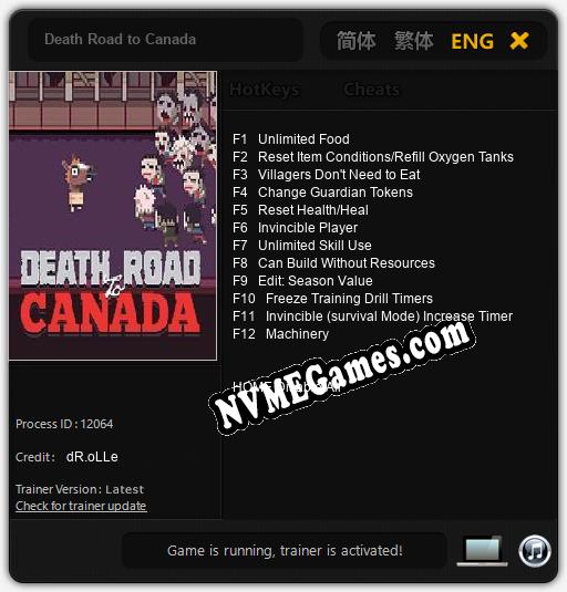 Treinador liberado para Death Road to Canada [v1.0.7]