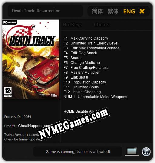 Death Track: Resurrection: Cheats, Trainer +13 [CheatHappens.com]