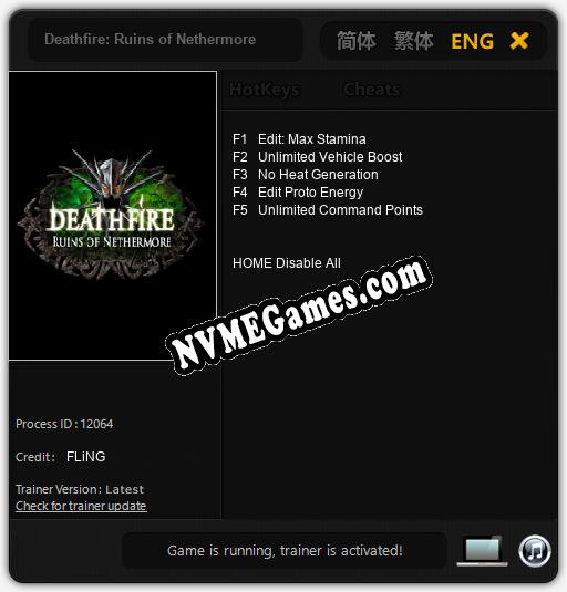 Deathfire: Ruins of Nethermore: Treinador (V1.0.40)