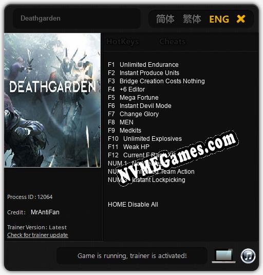 Deathgarden: Cheats, Trainer +15 [MrAntiFan]