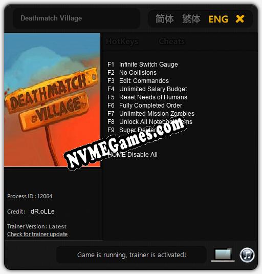 Treinador liberado para Deathmatch Village [v1.0.5]