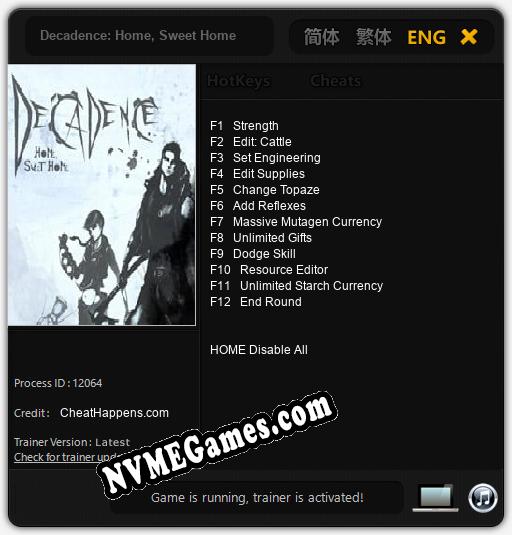Decadence: Home, Sweet Home: Trainer +12 [v1.4]