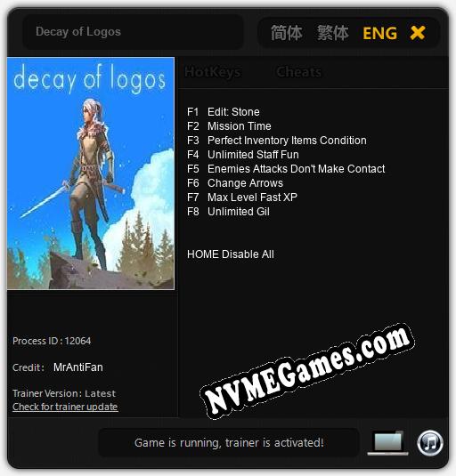 Decay of Logos: Trainer +8 [v1.3]