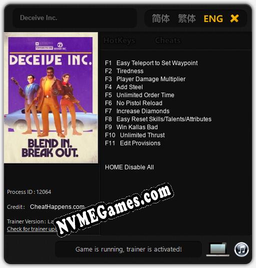 Deceive Inc.: Cheats, Trainer +11 [CheatHappens.com]