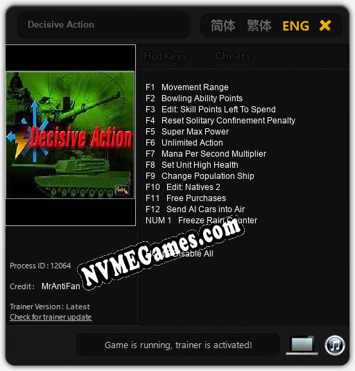 Treinador liberado para Decisive Action [v1.0.9]