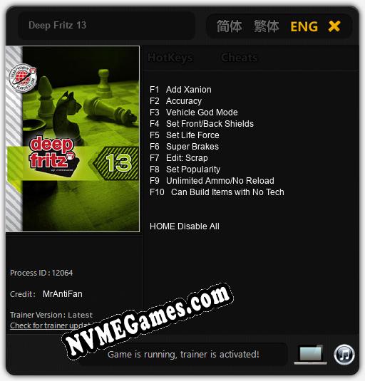 Deep Fritz 13: Trainer +10 [v1.9]