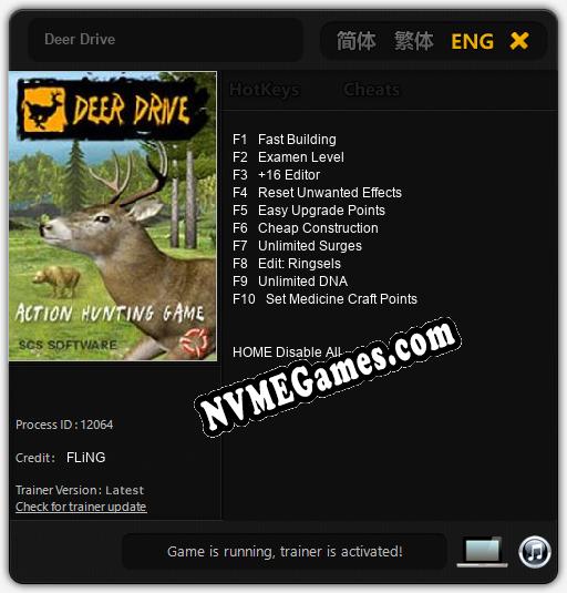 Deer Drive: Trainer +10 [v1.8]