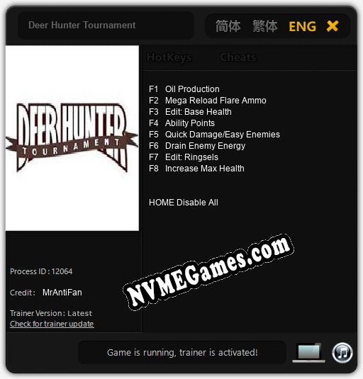 Deer Hunter Tournament: Trainer +8 [v1.3]