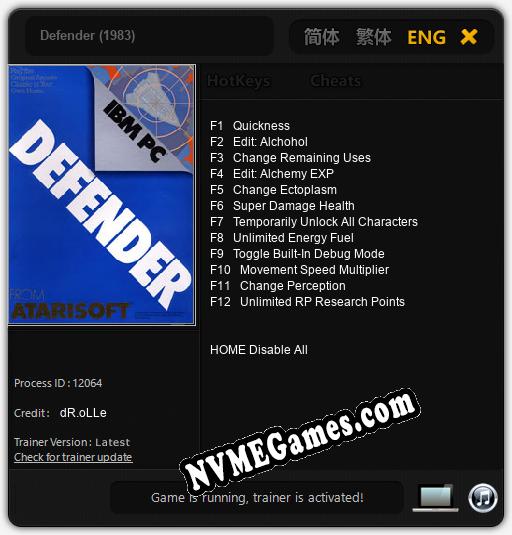 Defender (1983): Trainer +12 [v1.6]