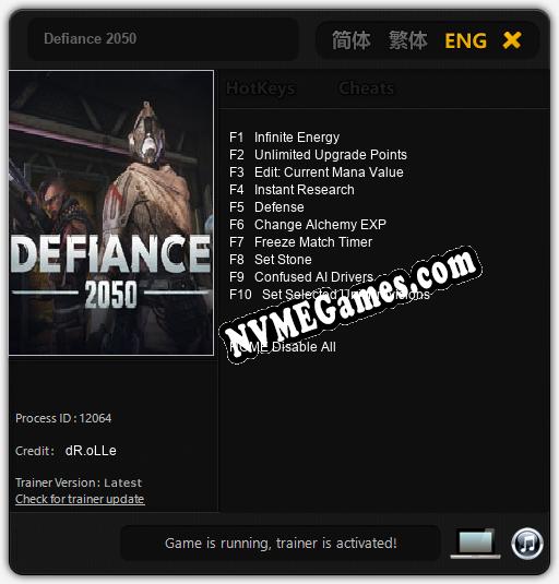 Defiance 2050: Treinador (V1.0.97)