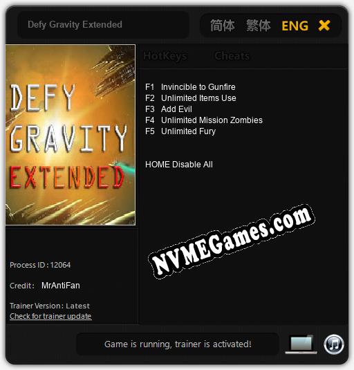 Defy Gravity Extended: Treinador (V1.0.96)