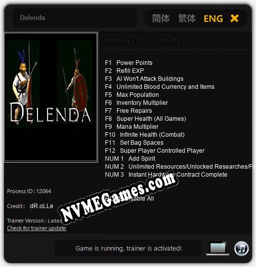 Delenda: Cheats, Trainer +15 [dR.oLLe]