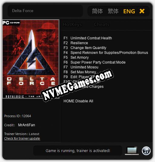 Treinador liberado para Delta Force [v1.0.5]