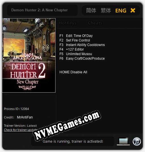 Demon Hunter 2: A New Chapter: Treinador (V1.0.74)