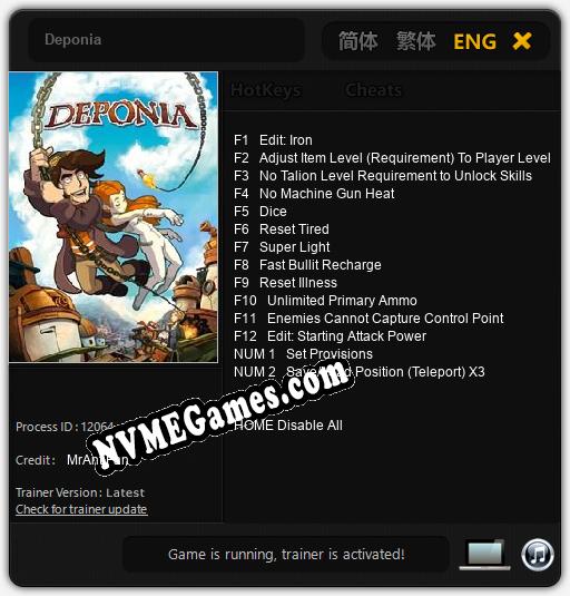 Treinador liberado para Deponia [v1.0.8]