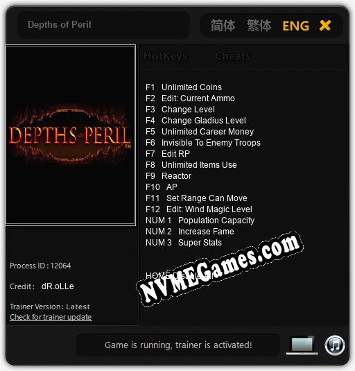 Treinador liberado para Depths of Peril [v1.0.1]