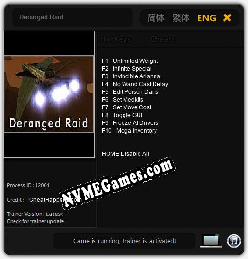 Treinador liberado para Deranged Raid [v1.0.3]