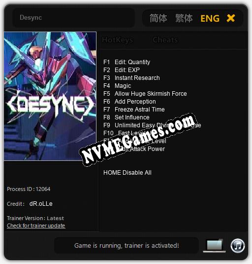 Desync: Cheats, Trainer +12 [dR.oLLe]