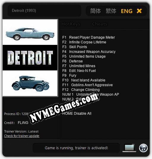 Detroit (1993): Cheats, Trainer +14 [FLiNG]