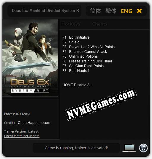 Deus Ex: Mankind Divided System Rift: Trainer +8 [v1.8]