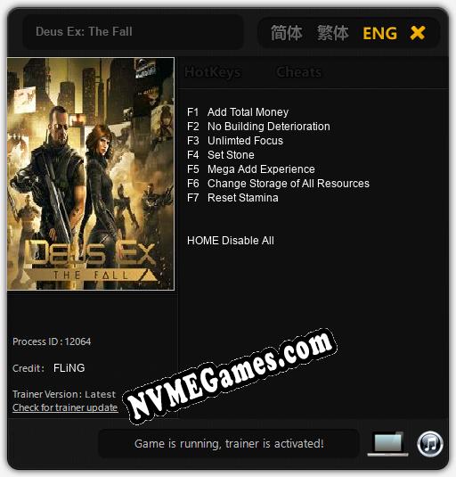 Deus Ex: The Fall: Treinador (V1.0.99)