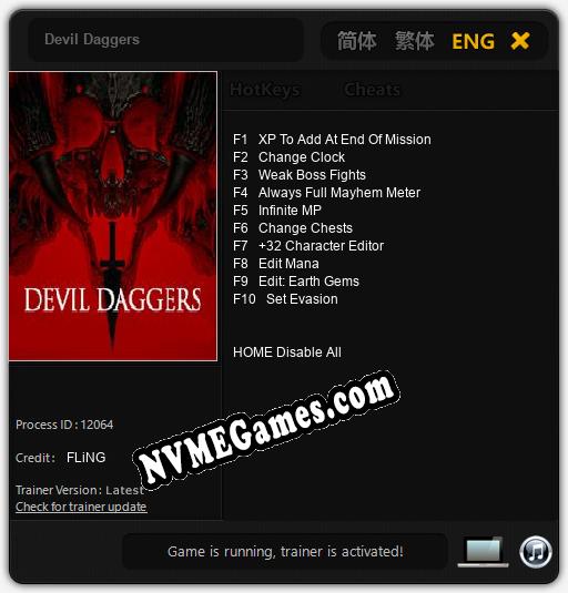 Devil Daggers: Trainer +10 [v1.7]