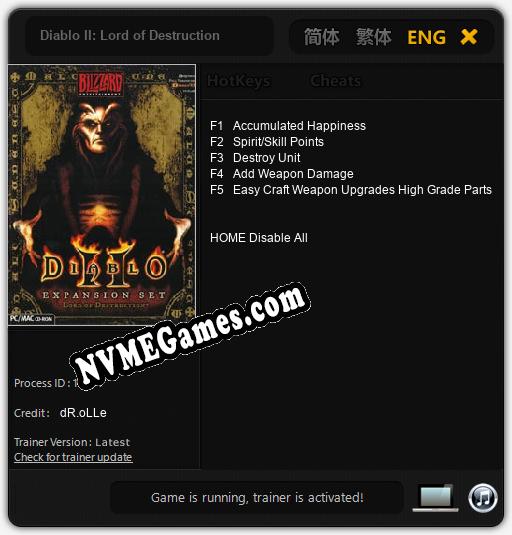 Diablo II: Lord of Destruction: Cheats, Trainer +5 [dR.oLLe]