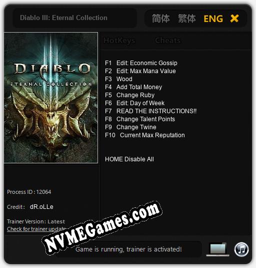 Diablo III: Eternal Collection: Cheats, Trainer +10 [dR.oLLe]