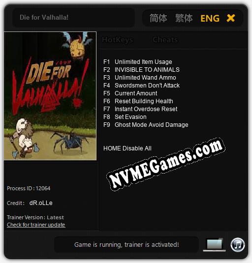 Die for Valhalla!: Trainer +9 [v1.1]