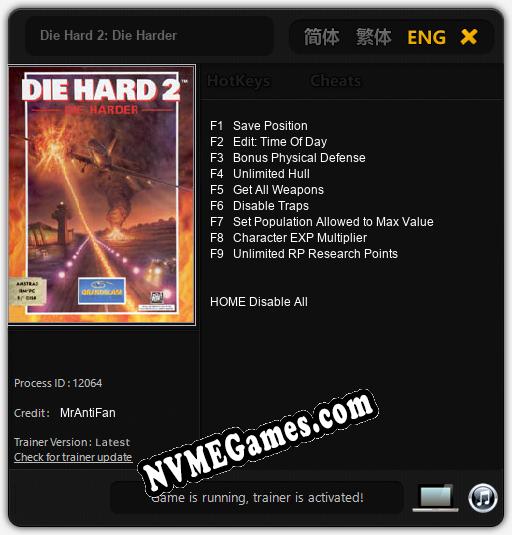 Die Hard 2: Die Harder: Trainer +9 [v1.9]